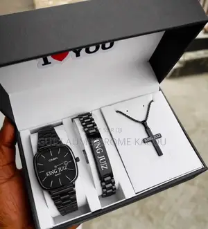 Le Pack De 3(Montre + Bracelet + Chaîne Croix + Boîte Cadeau)