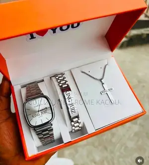 Le Pack De 3(Montre + Bracelet + Chaîne Croix + Boîte Cadeau)