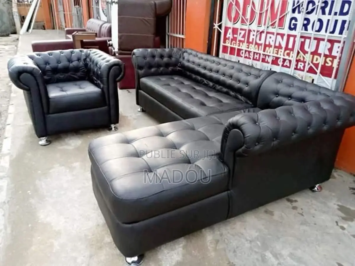 Canapé Salons en Cuir Noir Importer