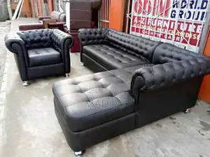 Canapé Salons en Cuir Noir Importer