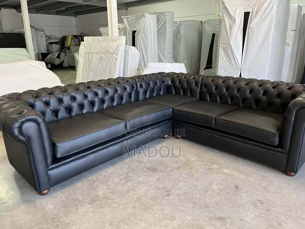 Canapé Salons en Cuir Noir Importer