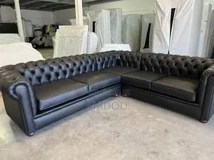 Canapé Salons en Cuir Noir Importer