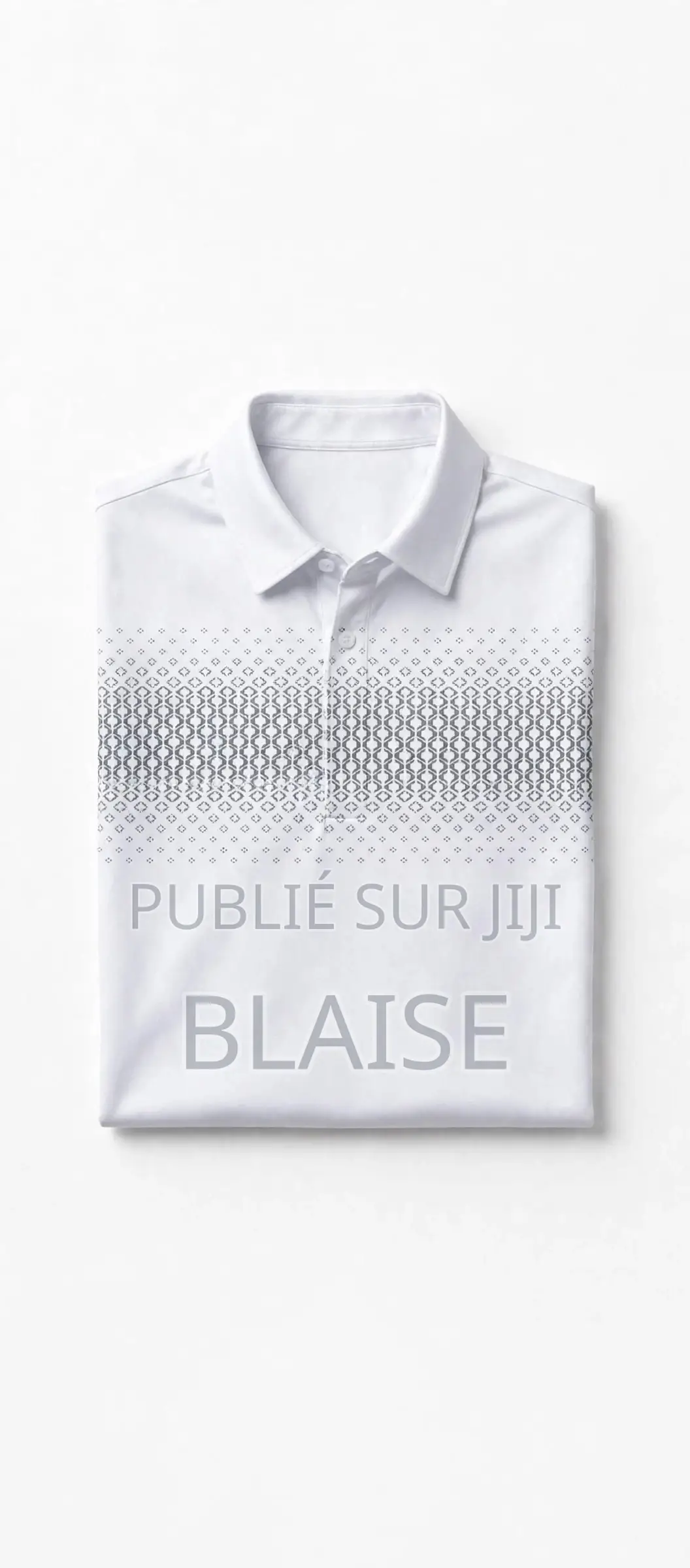 Polo Homme Classe Blanc - Motif Diamant Gris - Coton Premium - Élégant
