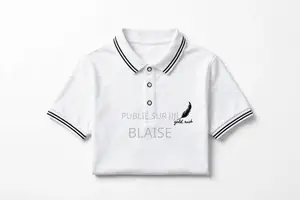 Polo Homme Lanc - Col Rayé Noir - Broderie Plume Classe - 100% Coton