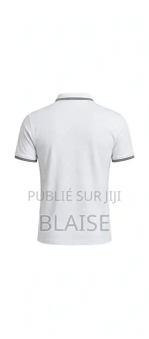 Polo Homme Lanc - Col Rayé Noir - Broderie Plume Classe - 100% Coton