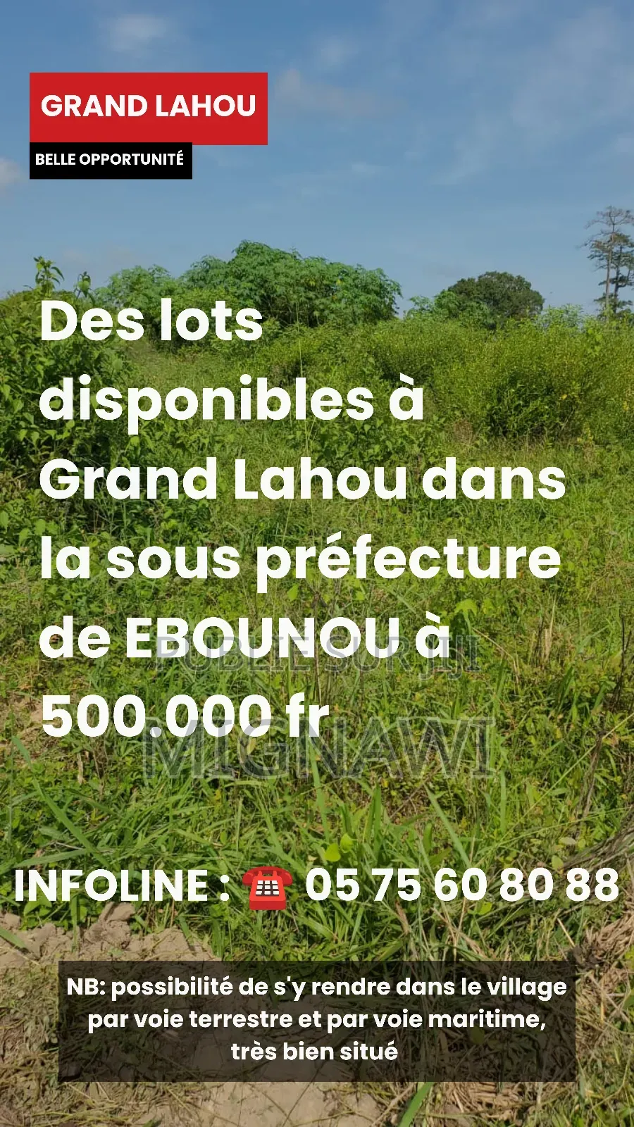 Terrain À Grand Lahou Village Ebounou