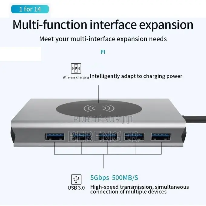 Type-C Vers HDTV 14 en 1ype C HDTV 14x1 Chargeur Sans Fil