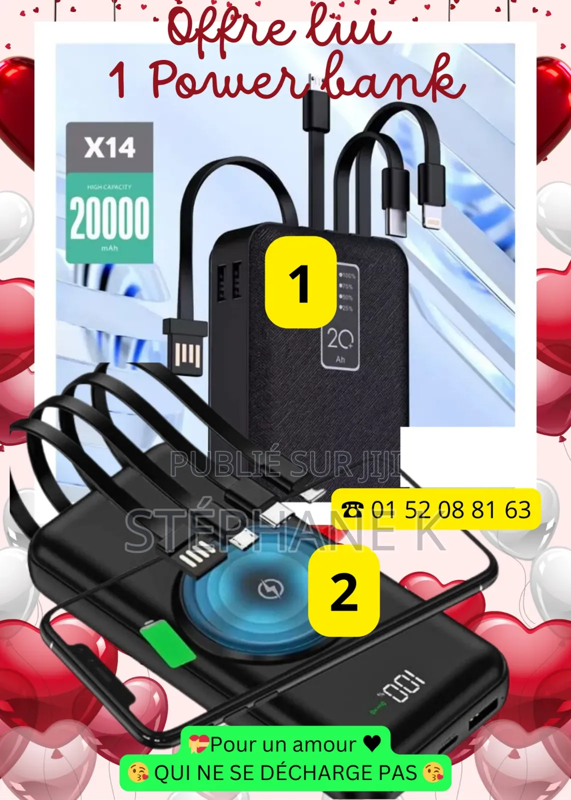 Offre Lui 1 Power Bank _ Que l'Amour Ne Se Décharge Pas