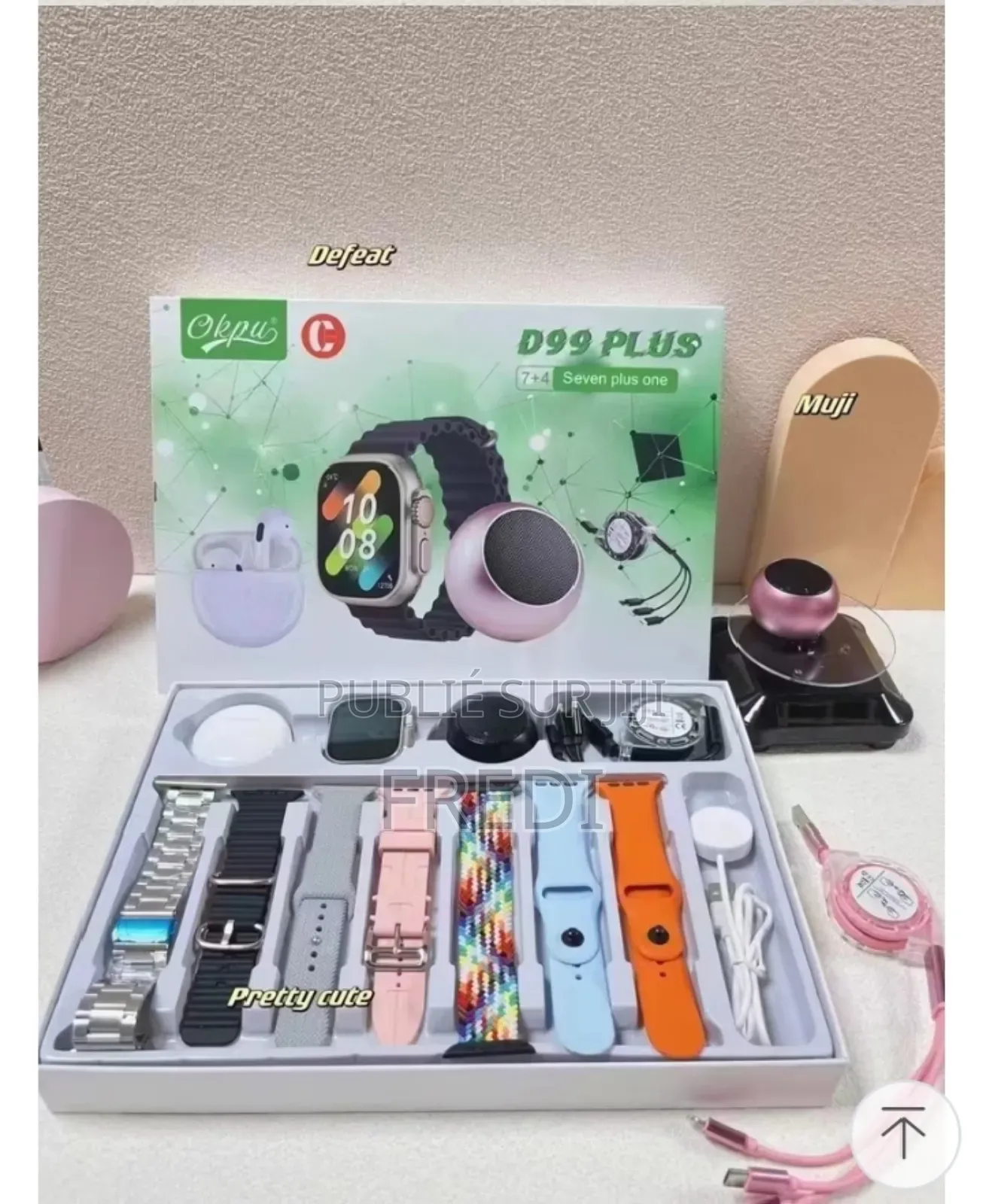 Ensemble Montre Connectée D99 (10 en 1) ( Multi Accessoires)