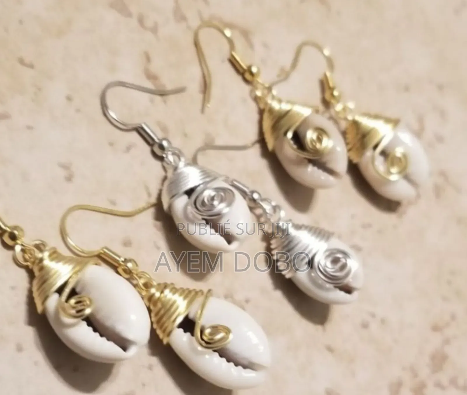 Boucle d'Oreilles Cauris Et Perle