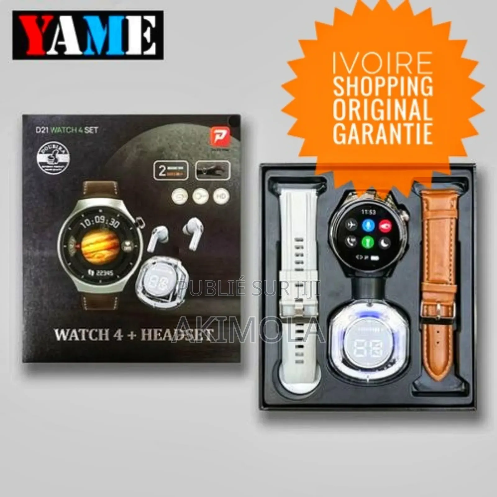 Pack Montre Connectée D21 + Ecouteurs Bluetooth, Deux