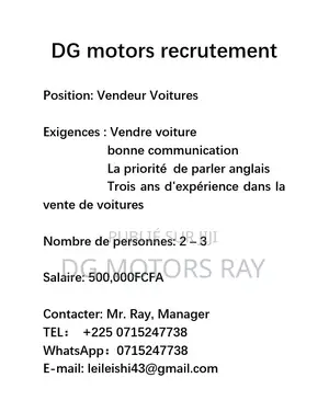 Vendeur Voitures Recrutement