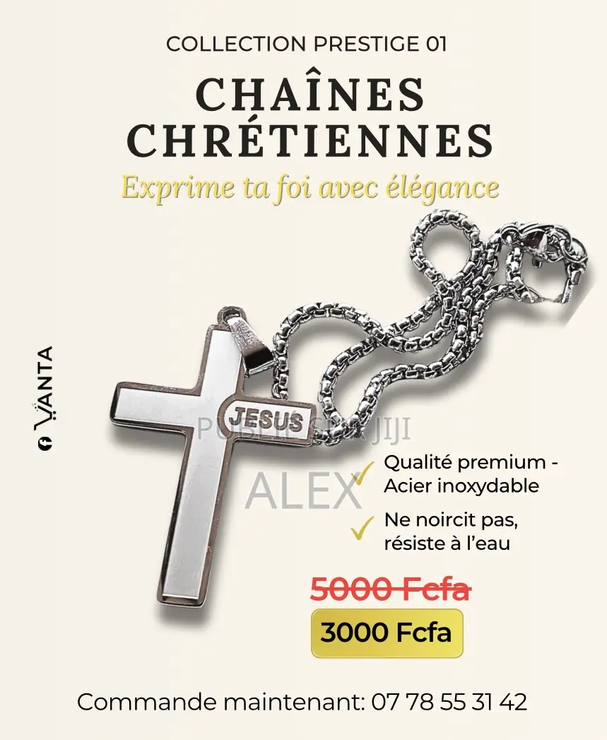 Chaîne Croix De Jésus – Disponible en Argent
