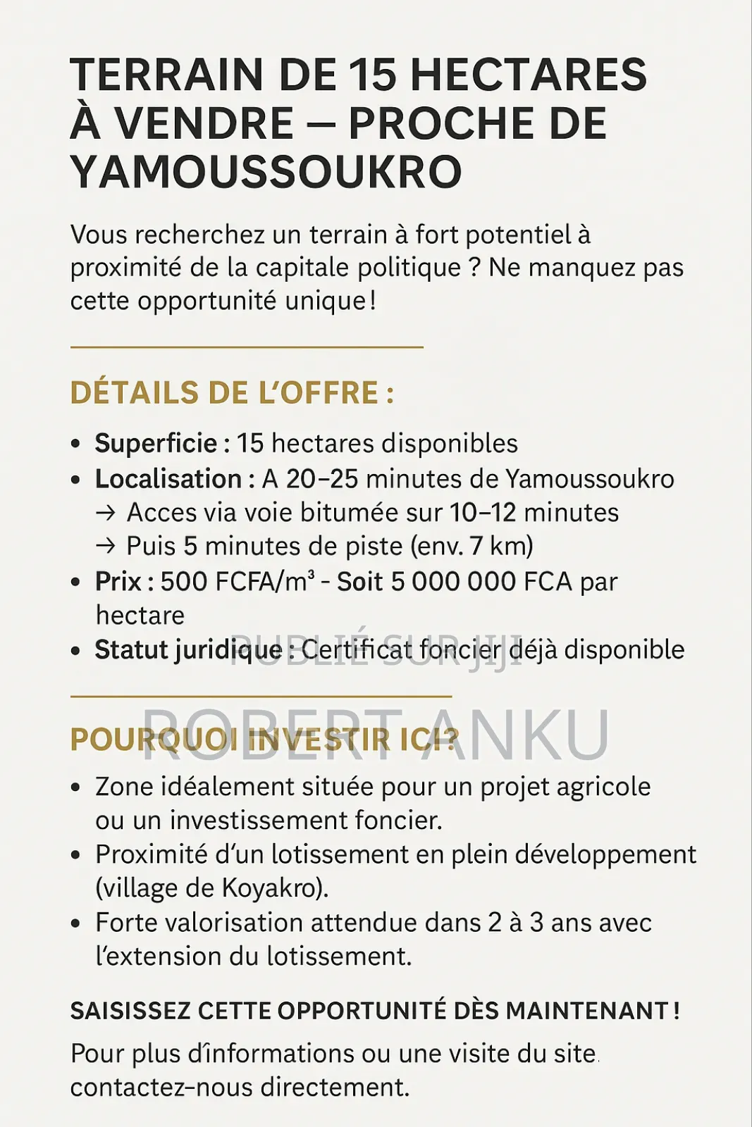 Terrain en Vente a Yamoussoukro