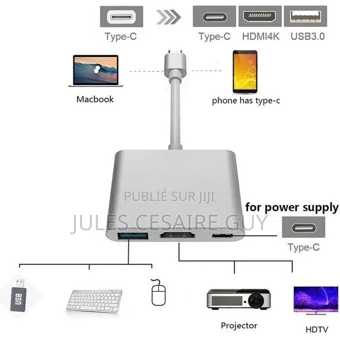 Adaptateur Usb Type-C 3 en 1 to HDTV