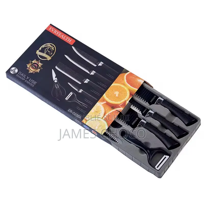 6pcs Wave Cuisine Couteau Ménage en Acier