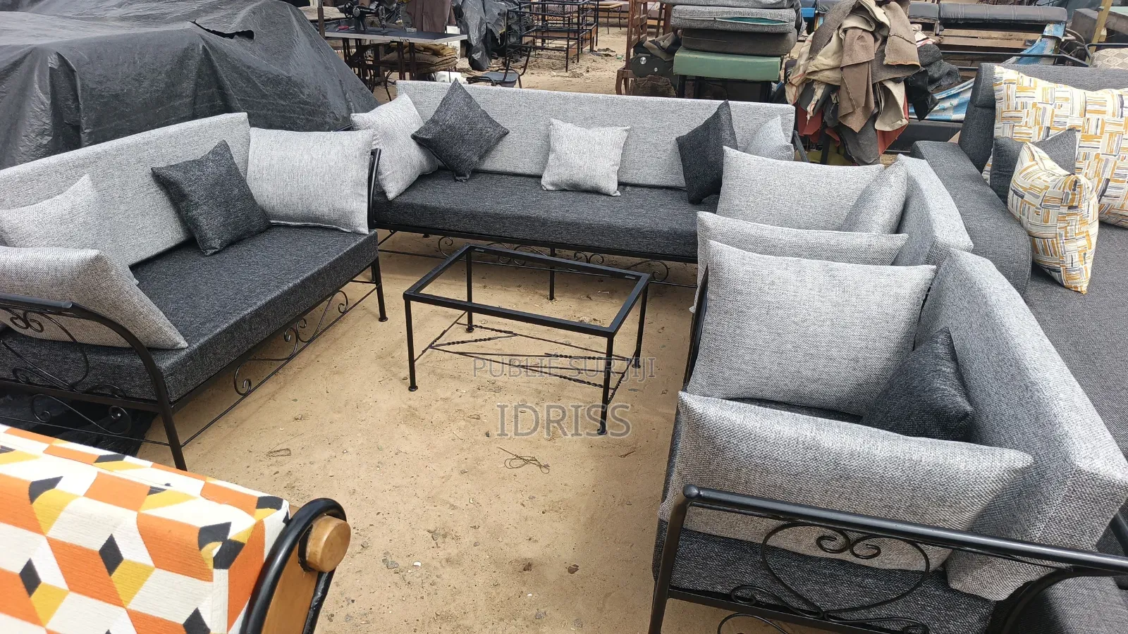 Ensemble De Fauteuil en Fer Forgé Solide Et Confortable