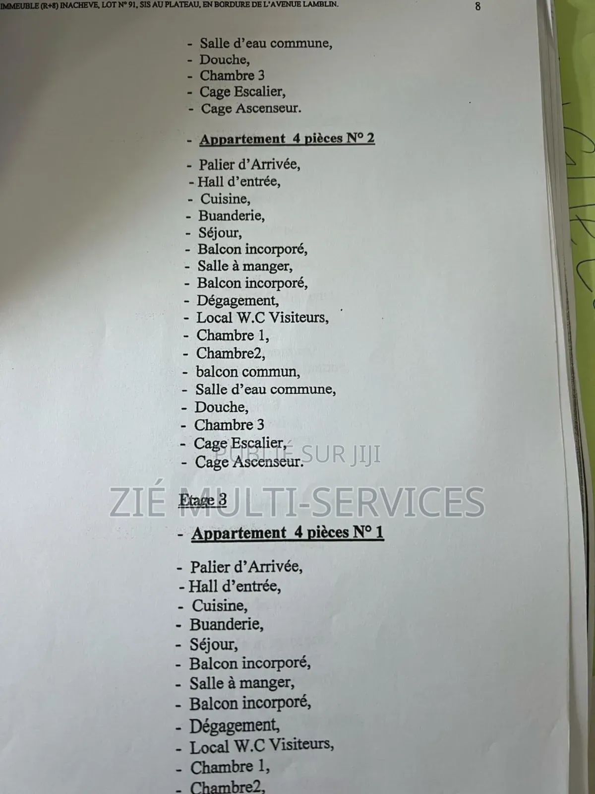 20chbre Blocs d'appartements dans Zié Multi-Service, Le Plateau