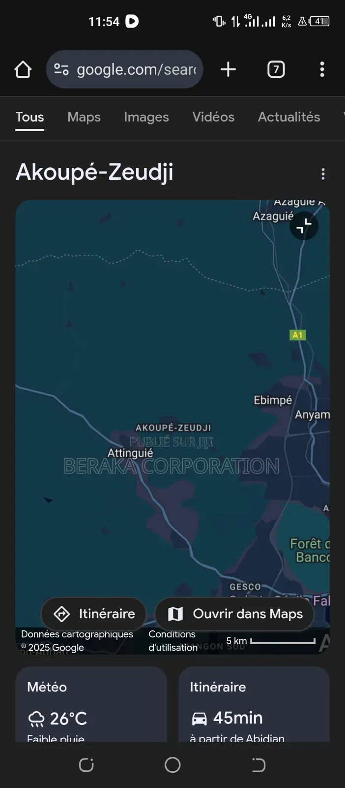 50 Ha Avec Acd en Vente a Akoupe Zeudji