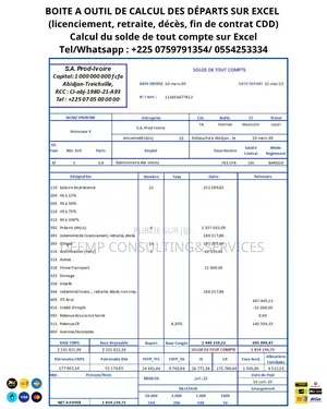 Boîte a Outil De Calcul Du Solde De Tout Compte