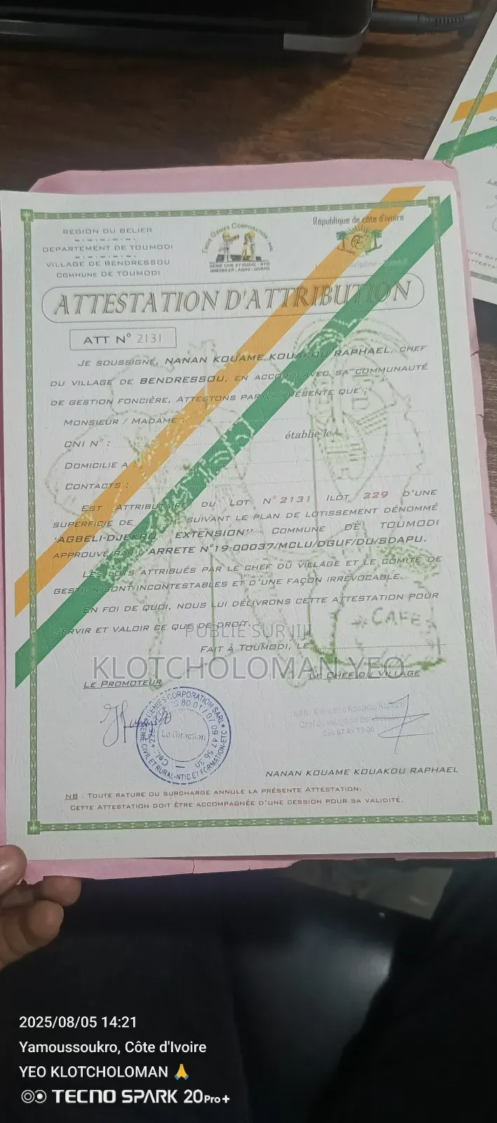 Vente De Terrains À Toumodi