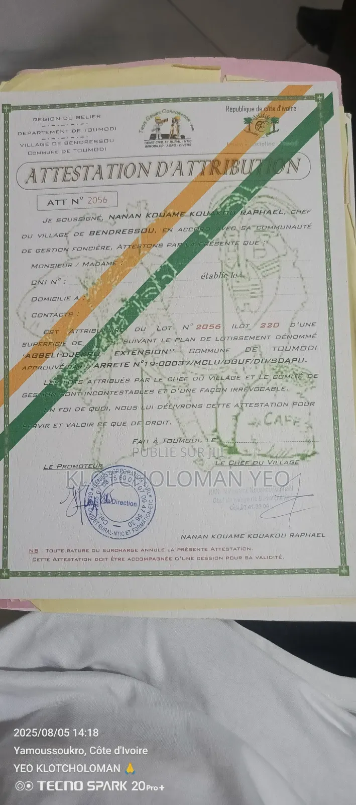 Vente De Terrains À Toumodi