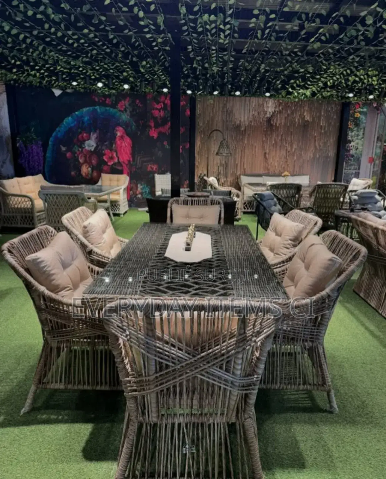 Table À Manger 6 Places en Rotin Vitré  