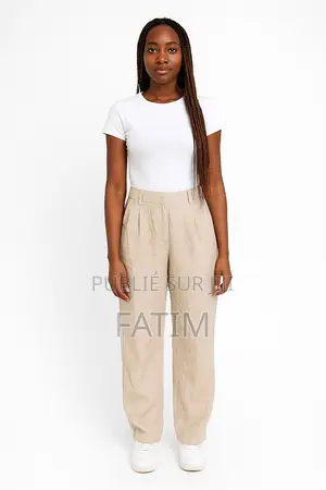 Photo - Pantalon en Jean Blanc Taille Haute