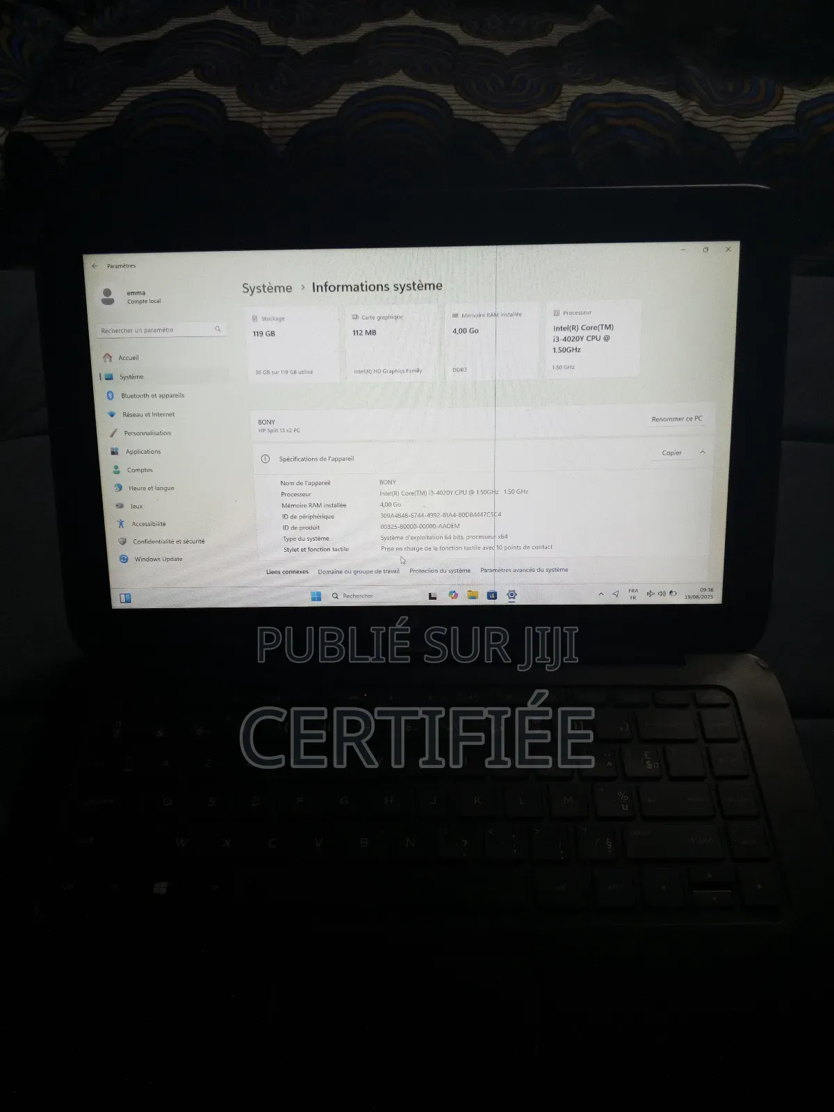 Ordinateur Portable HP 4GB Intel Core I3 SSD 128GB