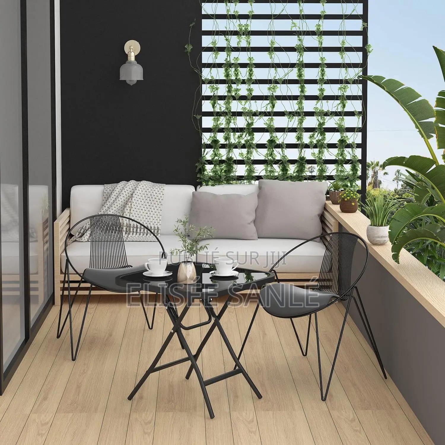 Table Pliable Vitrée/Noir