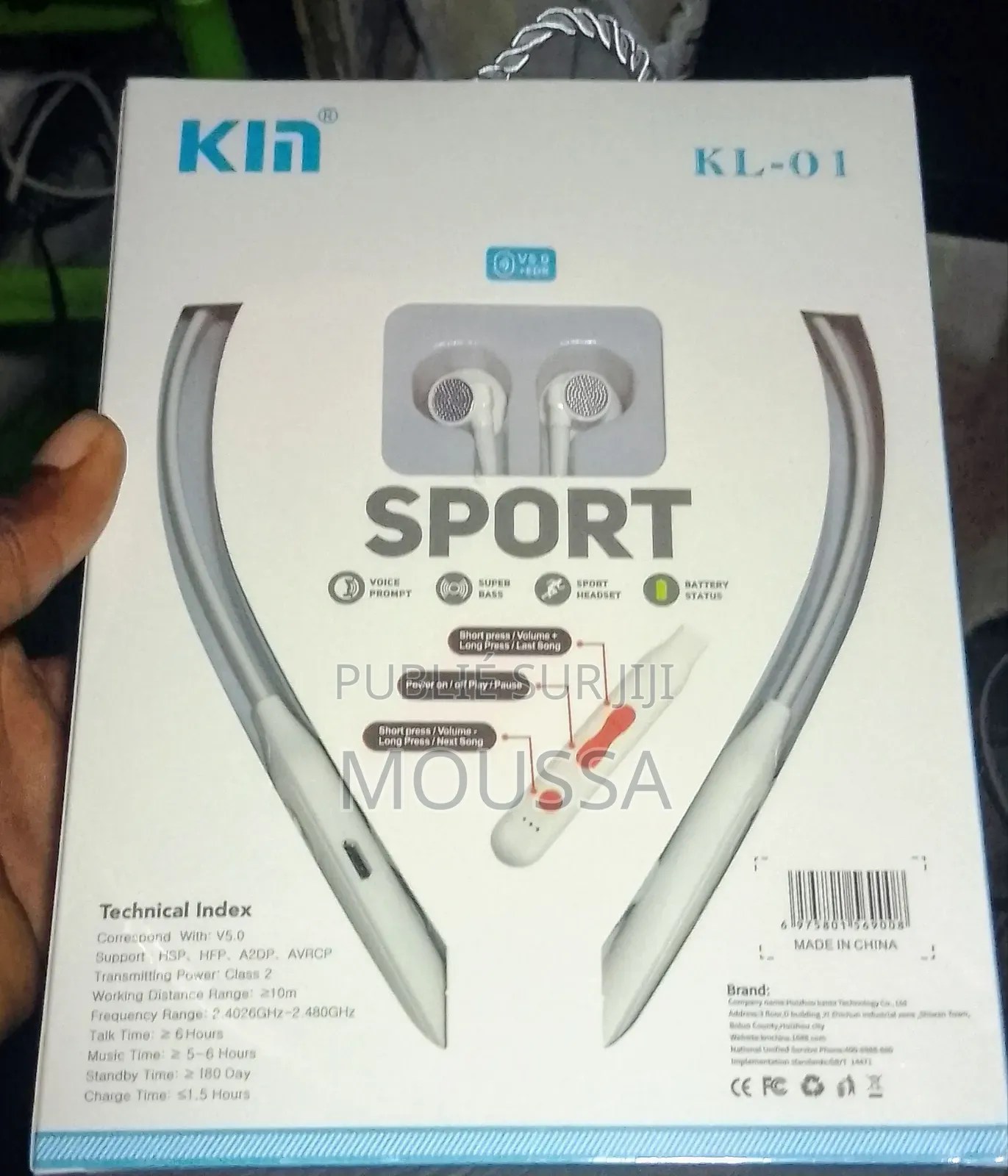 Écouteurs Sport Bluetooth Kin Kl-01