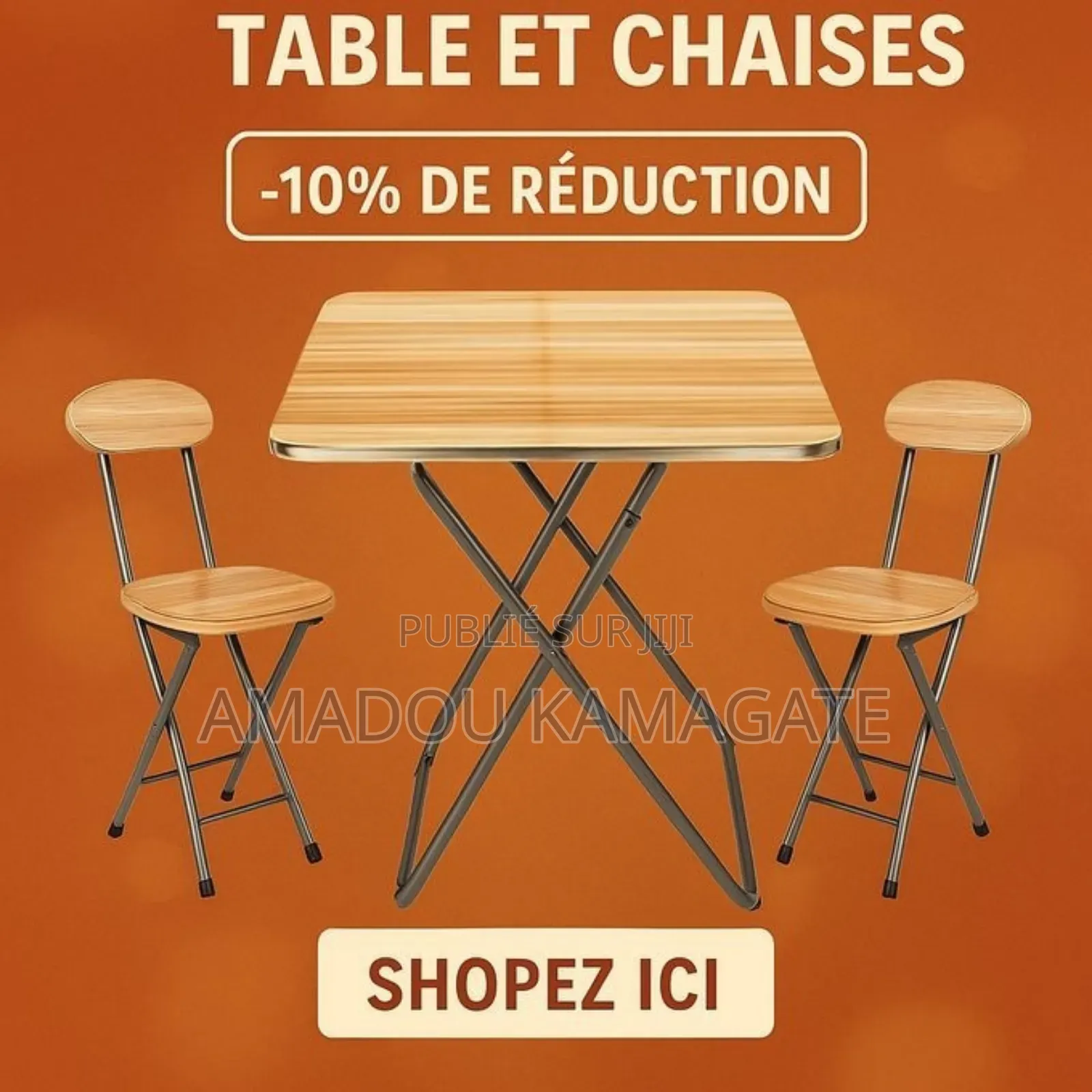 Table Pliante + 2 Chaises