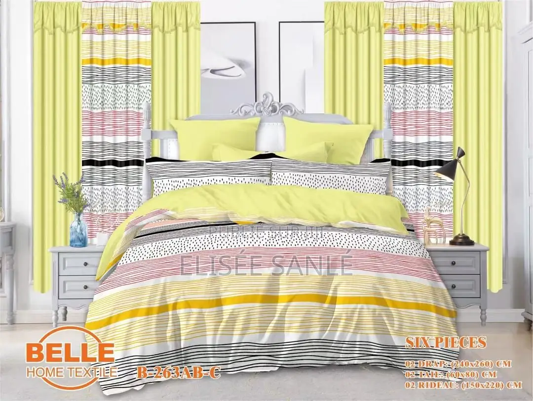 2 Draps House + 2 Rideaux +2 Taies Oreiller