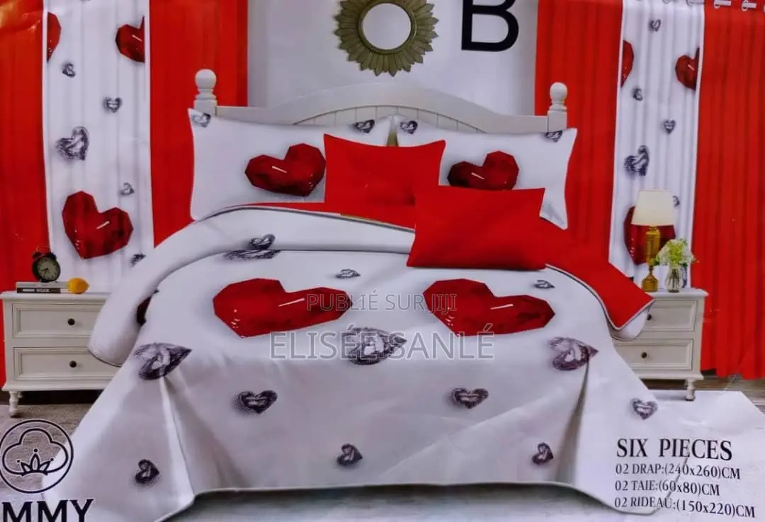 2 Draps House + 2 Rideaux +2 Taies Oreiller