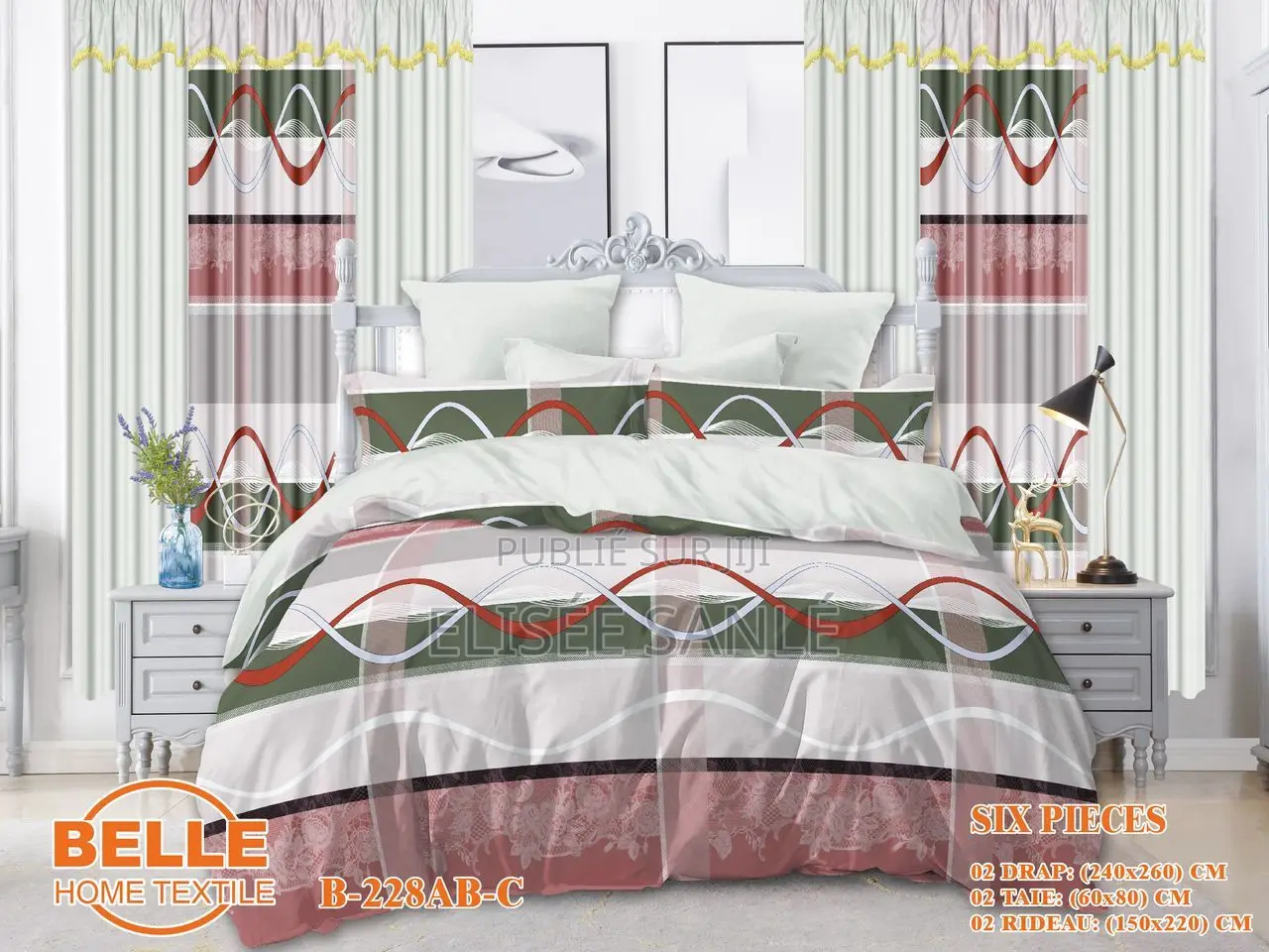 2 Draps House + 2 Rideaux +2 Taies Oreiller