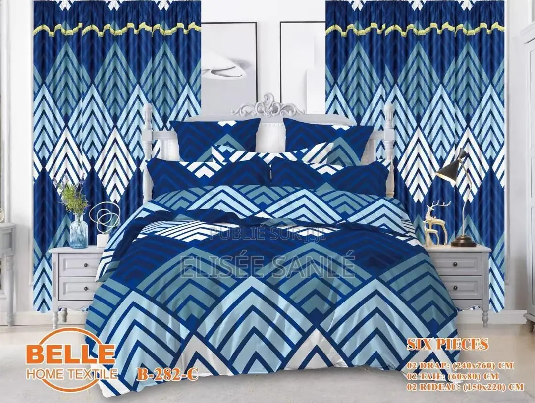 2 Draps House + 2 Rideaux +2 Taies Oreiller