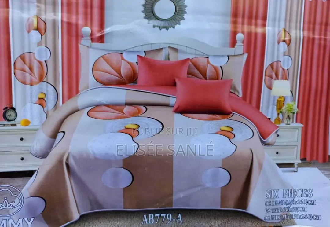 2 Draps House + 2 Rideaux +2 Taies Oreiller