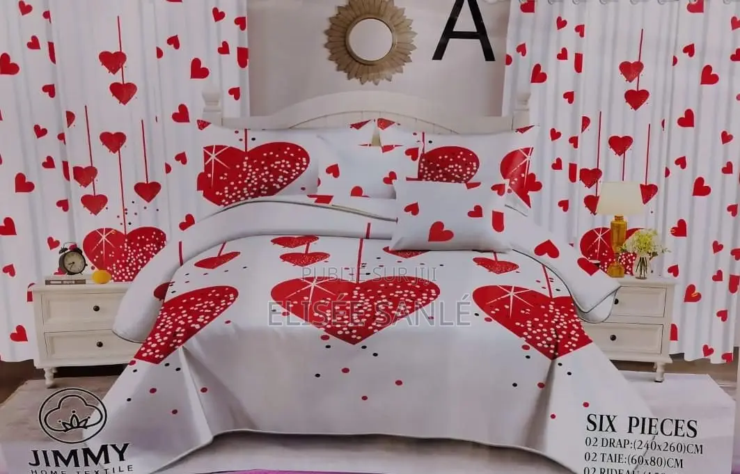 2 Draps House + 2 Rideaux +2 Taies Oreiller