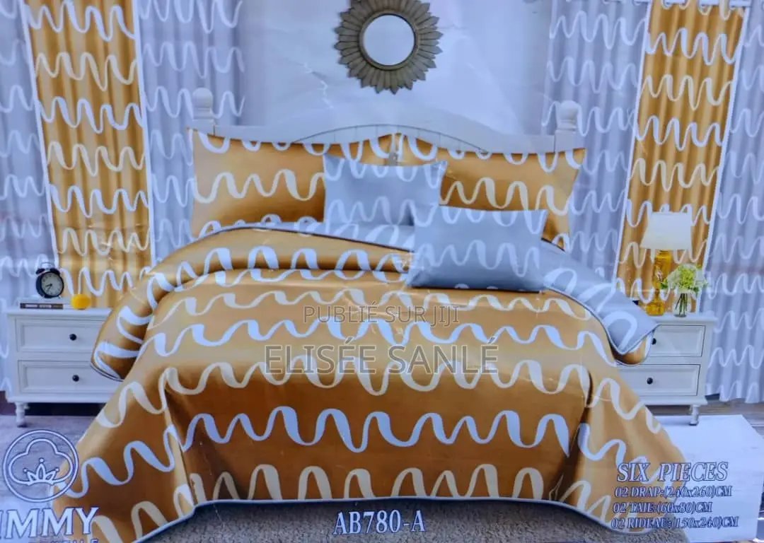 2 Draps House + 2 Rideaux +2 Taies Oreiller