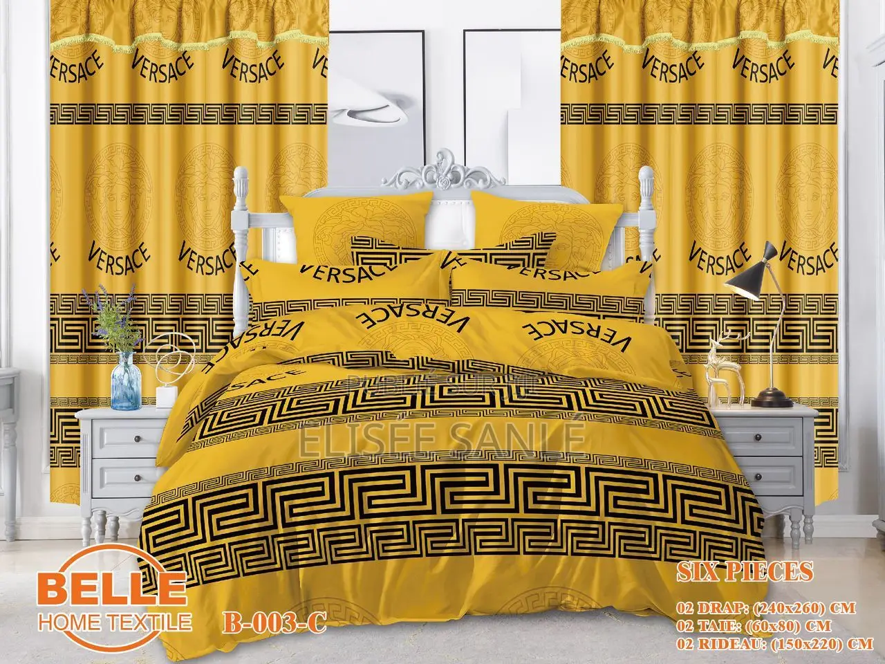 2 Draps House + 2 Rideaux +2 Taies Oreiller