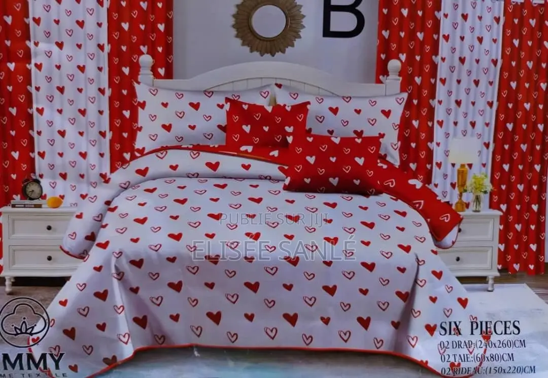 2 Draps House + 2 Rideaux +2 Taies Oreiller