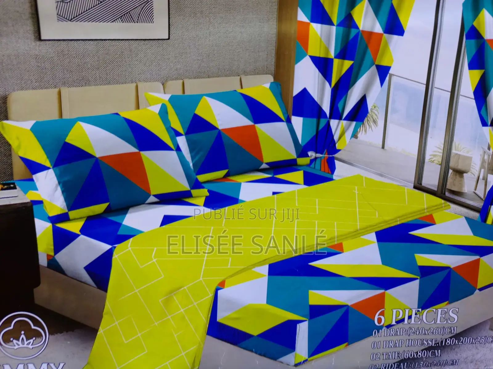 2 Draps House + 2 Rideaux +2 Taies Oreiller