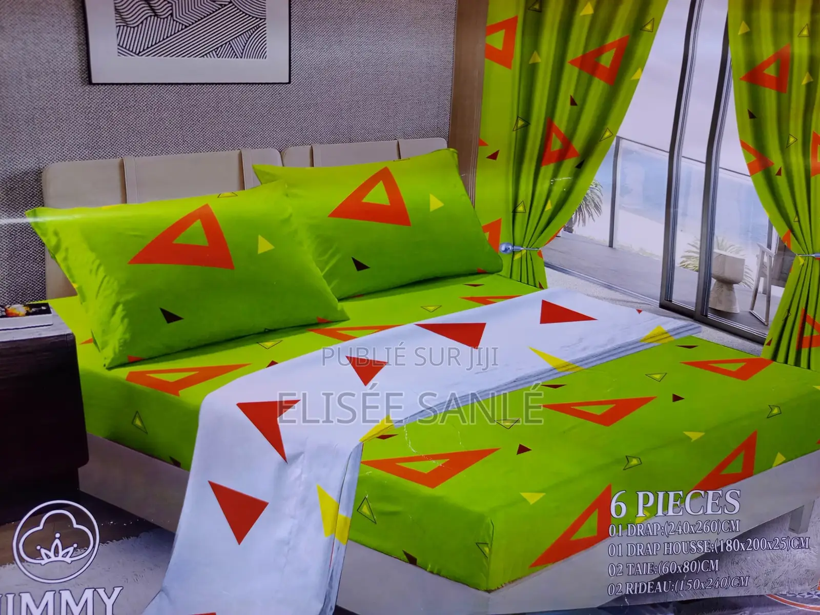 2 Draps House + 2 Rideaux +2 Taies Oreiller