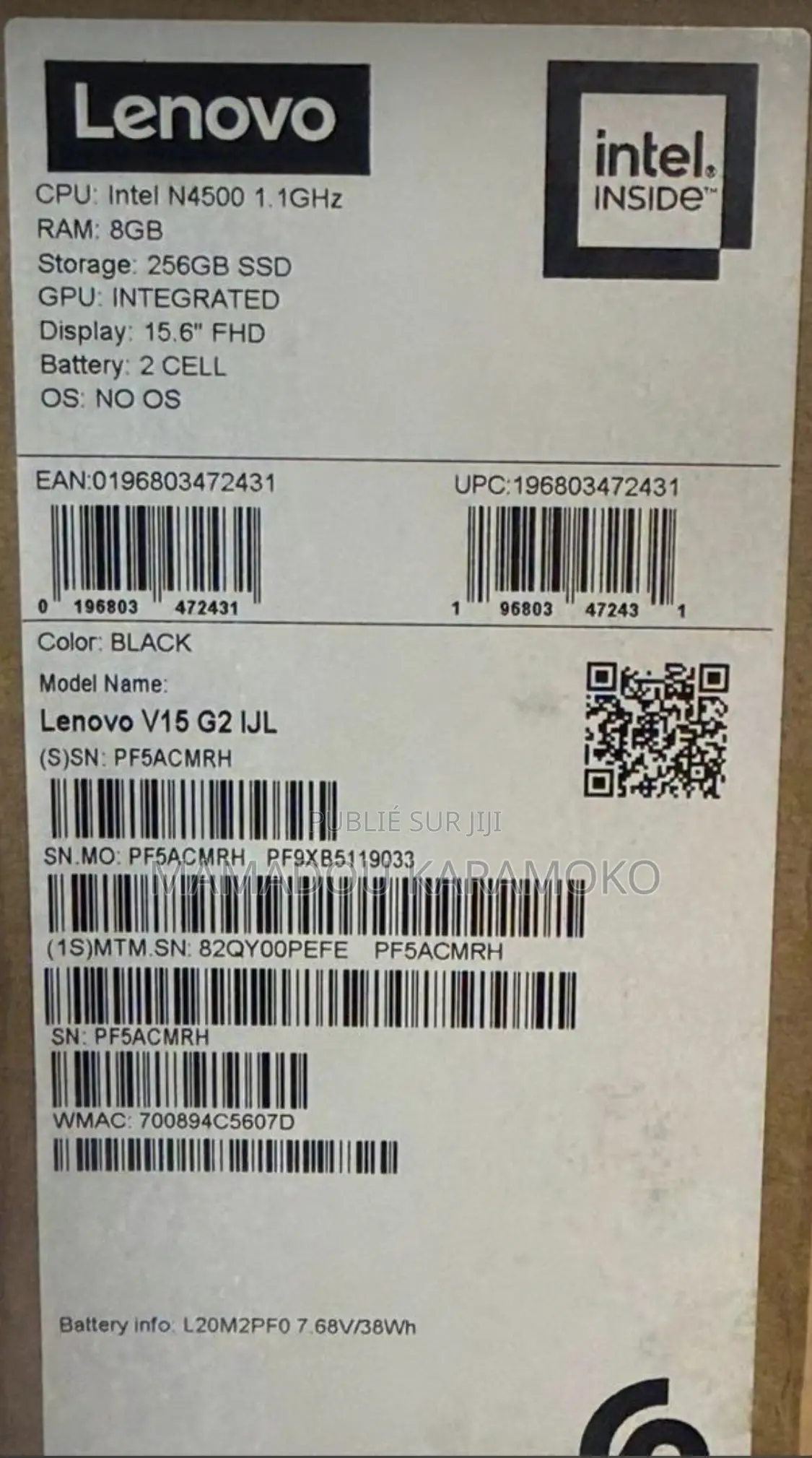 New Ordinateur Portable Lenovo IdeaPad 1 4GB Intel Celeron SSD 512GB