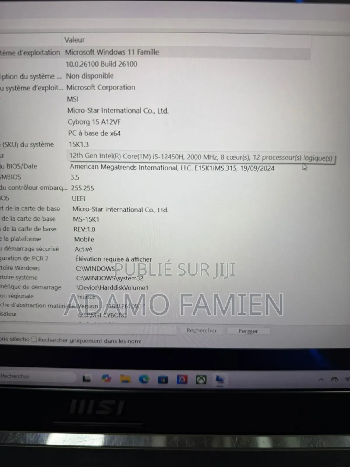 New Ordinateur Portable MSI Cyborg 15 16GB Intel Core I5 SSD 512GB