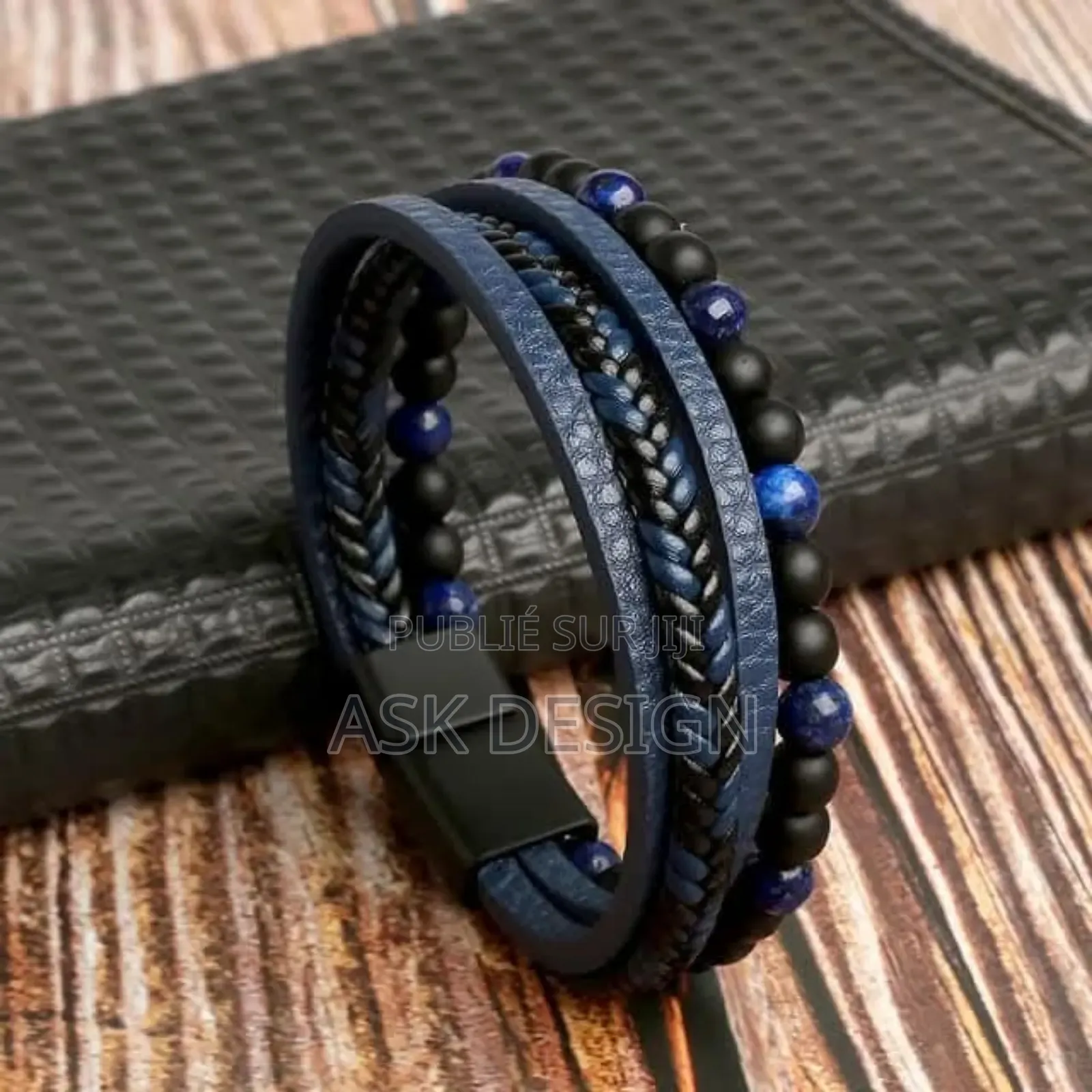 Bracelet en Cuir Perlé Homme