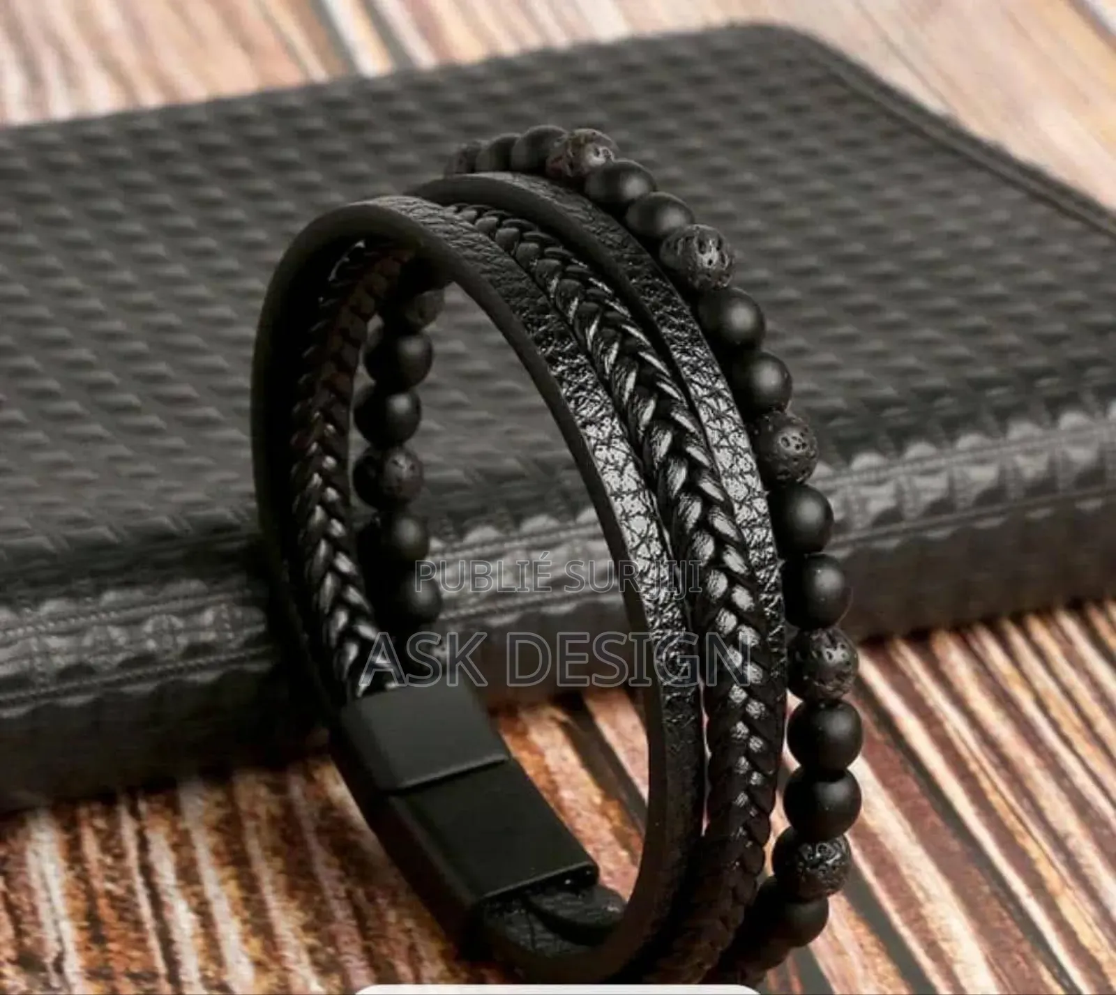 Bracelet en Cuir Perlé Homme