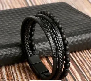 Bracelet en Cuir Perlé Homme