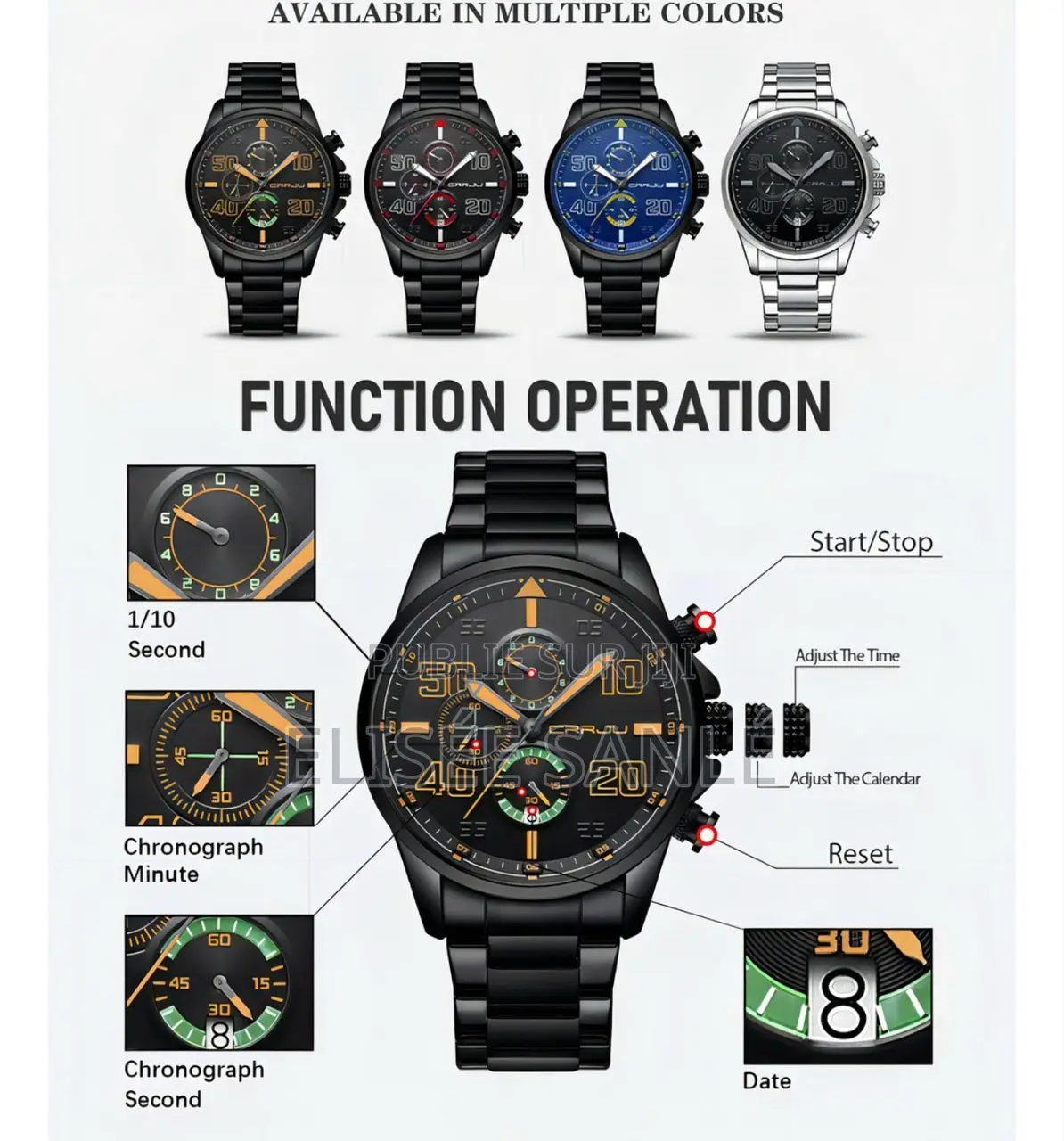 Montre À Quartz Tendance Crrju 
Etanche