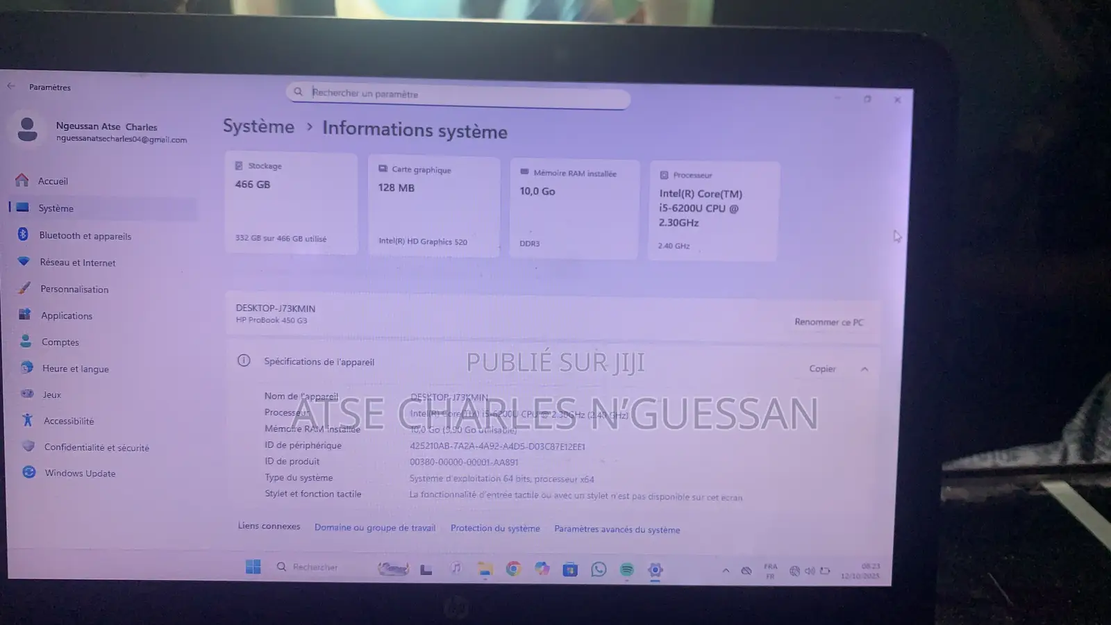 Ordinateur portable HP ProBook 450 G3 12GB Intel Core i5 HDD 512GB